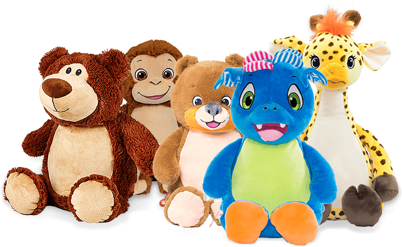 Group Of Personalised Teddies And Soft Toys - Stuffed Toy Clipart (808x493), Png Download
