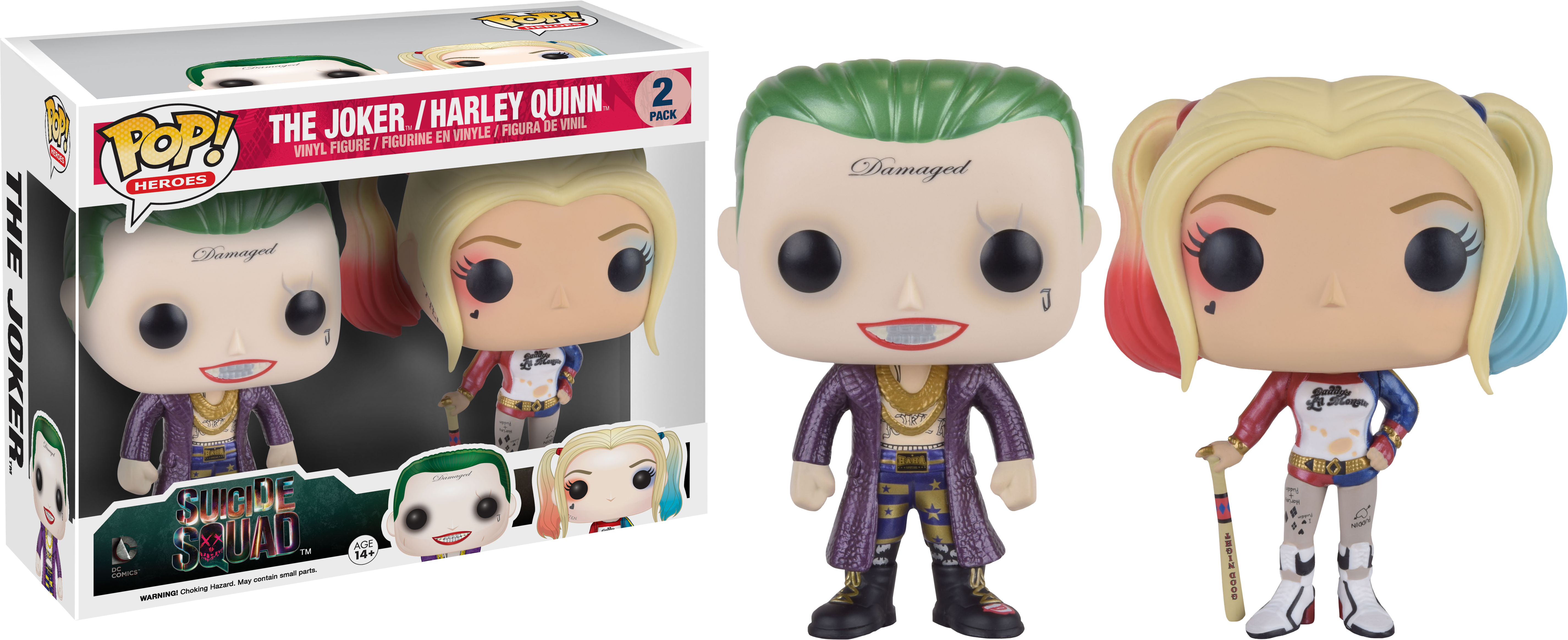 Metallic Joker & Harley Quinn Pop Vinyl Figure 2-pack - Funko Pop Joker Suicide Squad Clipart (5703x2326), Png Download