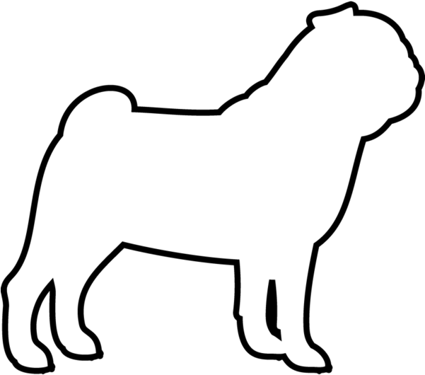 Outline Of A Pug Clipart (600x600), Png Download