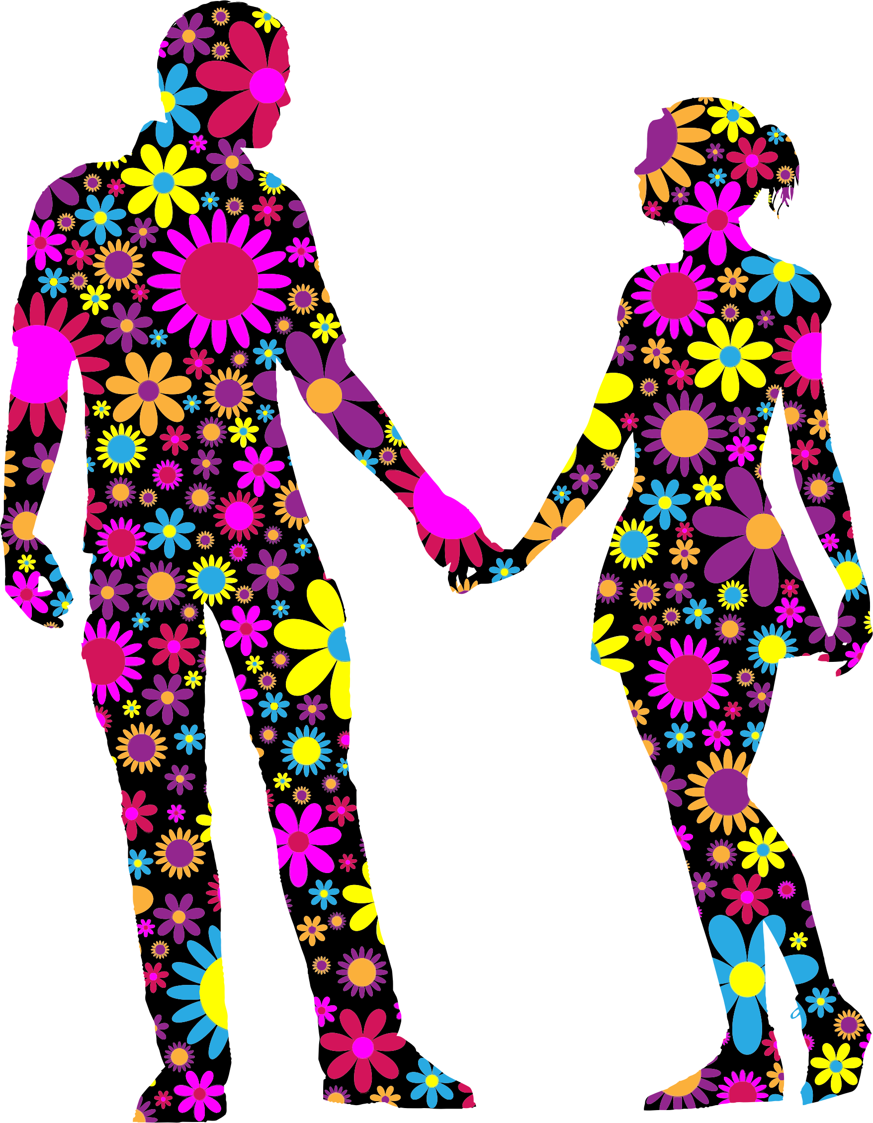 This Free Icons Png Design Of Floral Couple Silhouette Clipart (1756x2260), Png Download