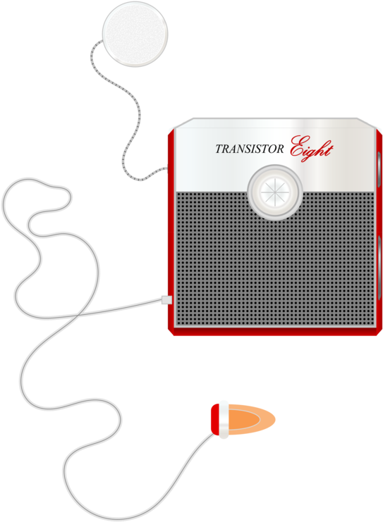 Transistor Radio Antique Radio Microphone - Drawing Clipart (552x750), Png Download