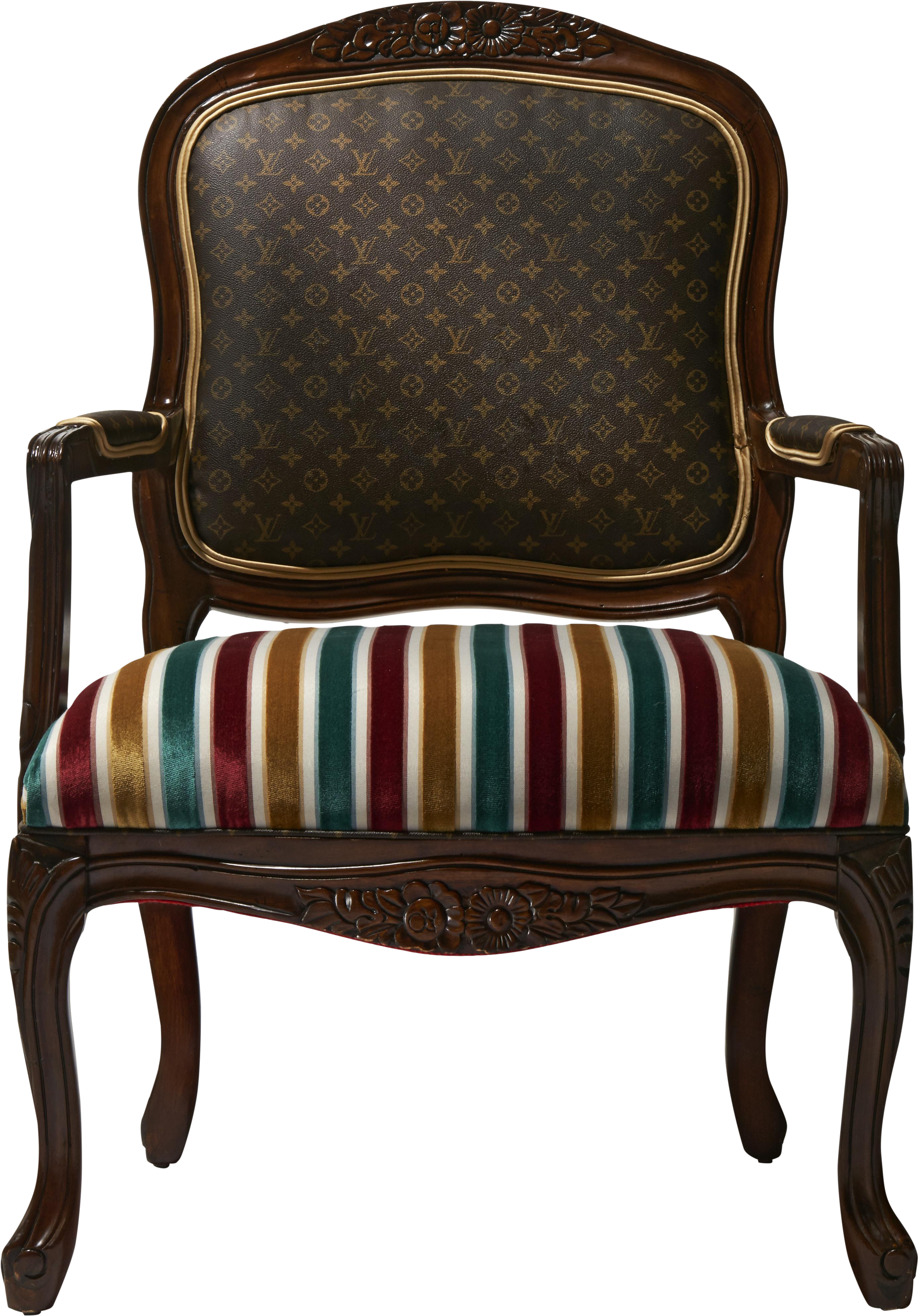 Xv Chair With Canvas Chairish - Louis Vuitton Dining Chairs Clipart (3083x4420), Png Download