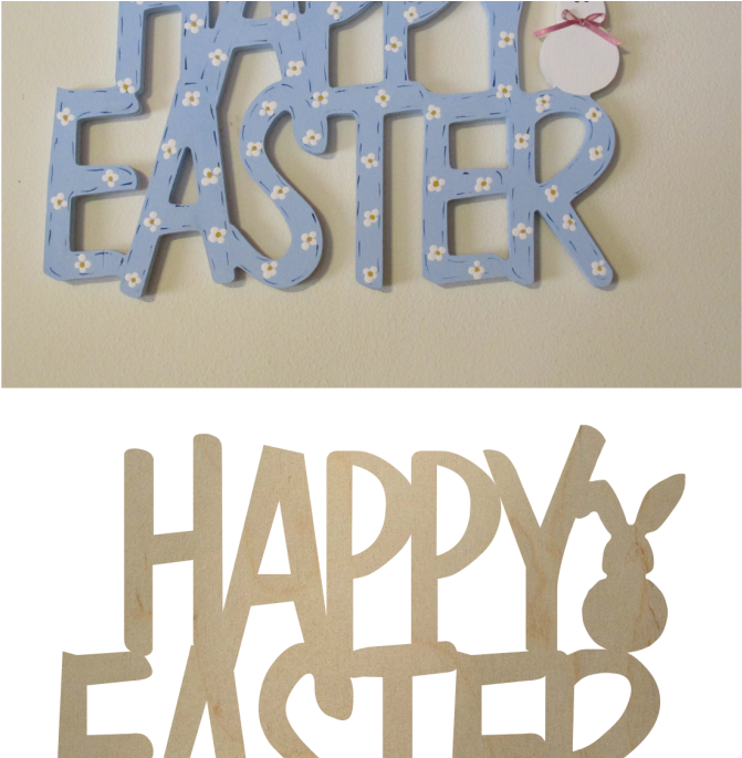 Happy Easter W Bunny Sign - Calligraphy Clipart (684x684), Png Download