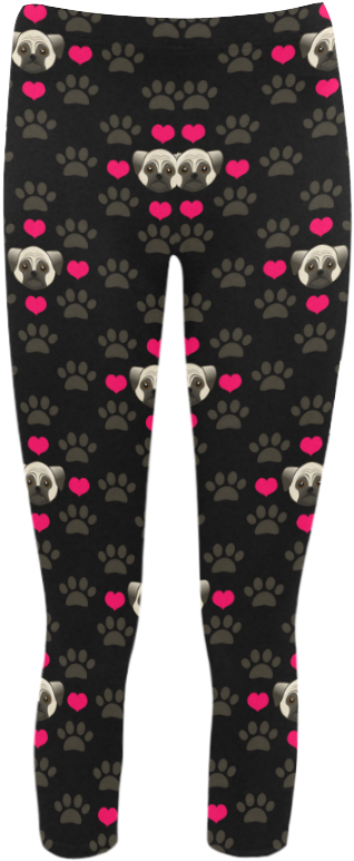 Pug Love Dog Pattern By Artformdesigns Capri Legging - Pajamas Clipart (1000x1000), Png Download