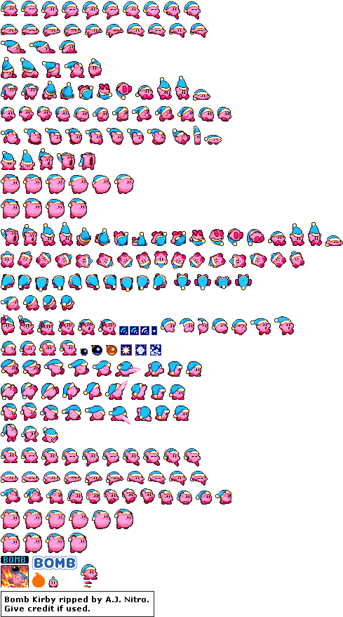 Bombkirby - Kirby Sprite Sheet Png Clipart (496x886), Png Download