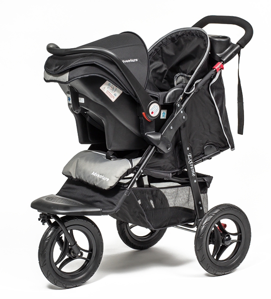 Black Pram Baby - Stroller With Capsule Nz Clipart (540x595), Png Download