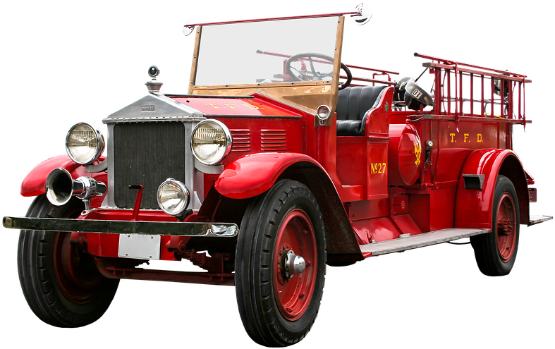 Vehicle Traffic Fire Fire Truck Isolated Oldtimer - Vintage Fire Truck Front Clipart - Png Download (960x640), Png Download