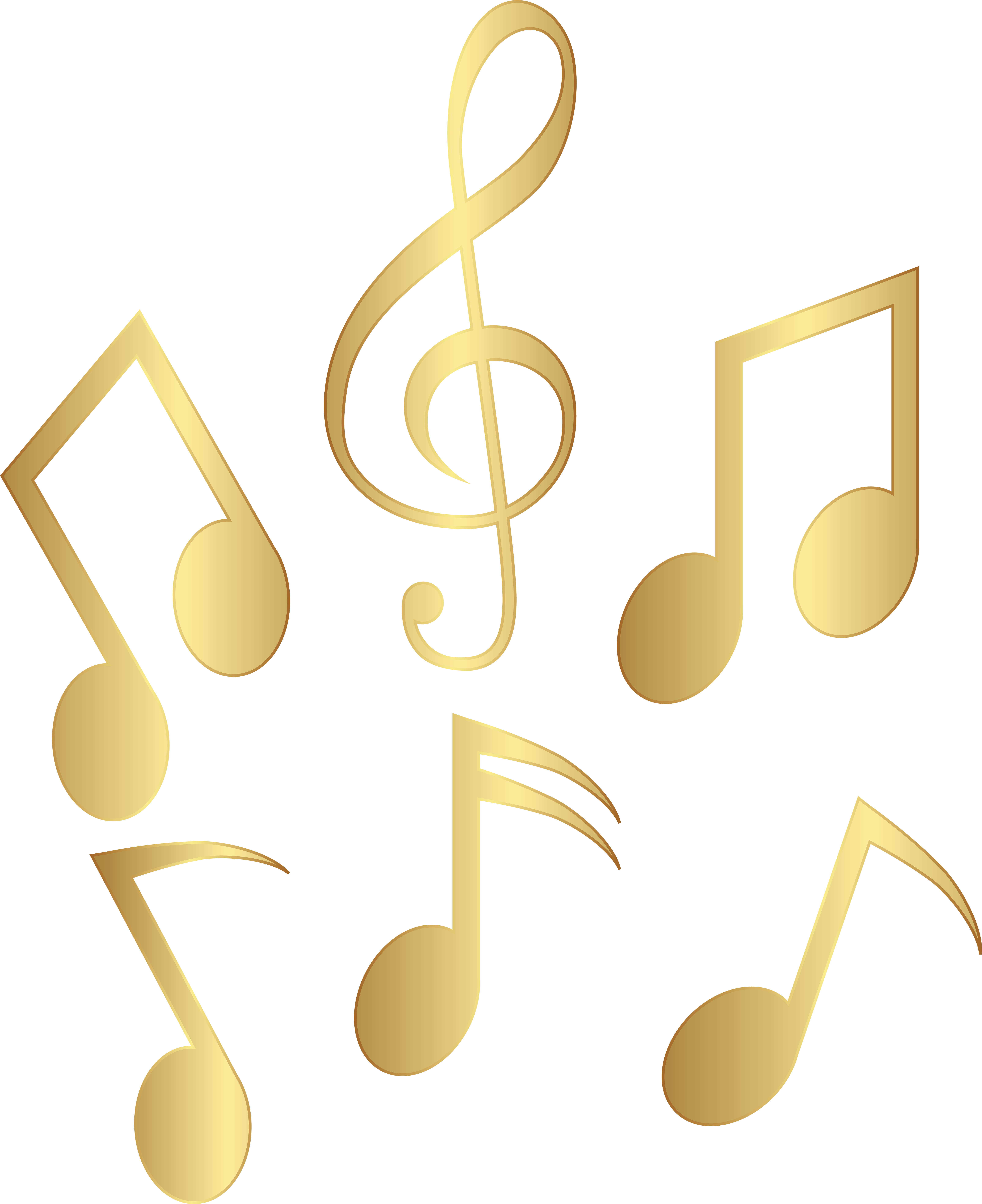 Golden Music Notes Transparent Image Clipart (6548x8000), Png Download