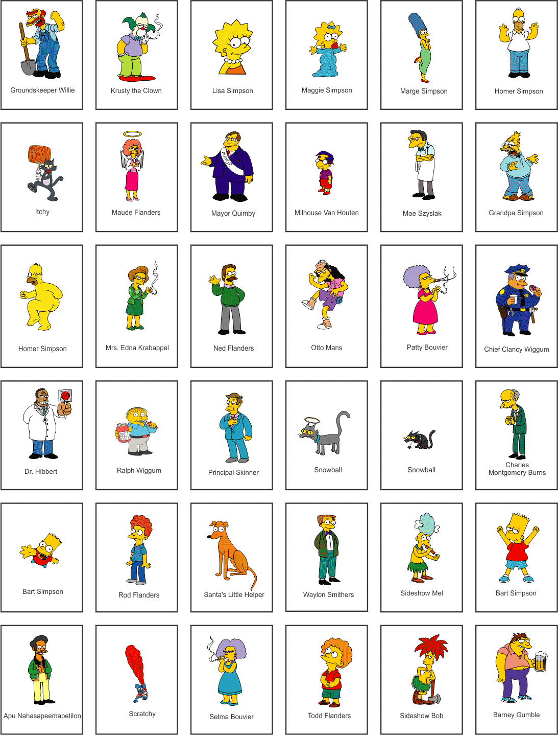 Dragon Ball Z Characters - Simpsons Characters Names Clipart (1093x1438), Png Download