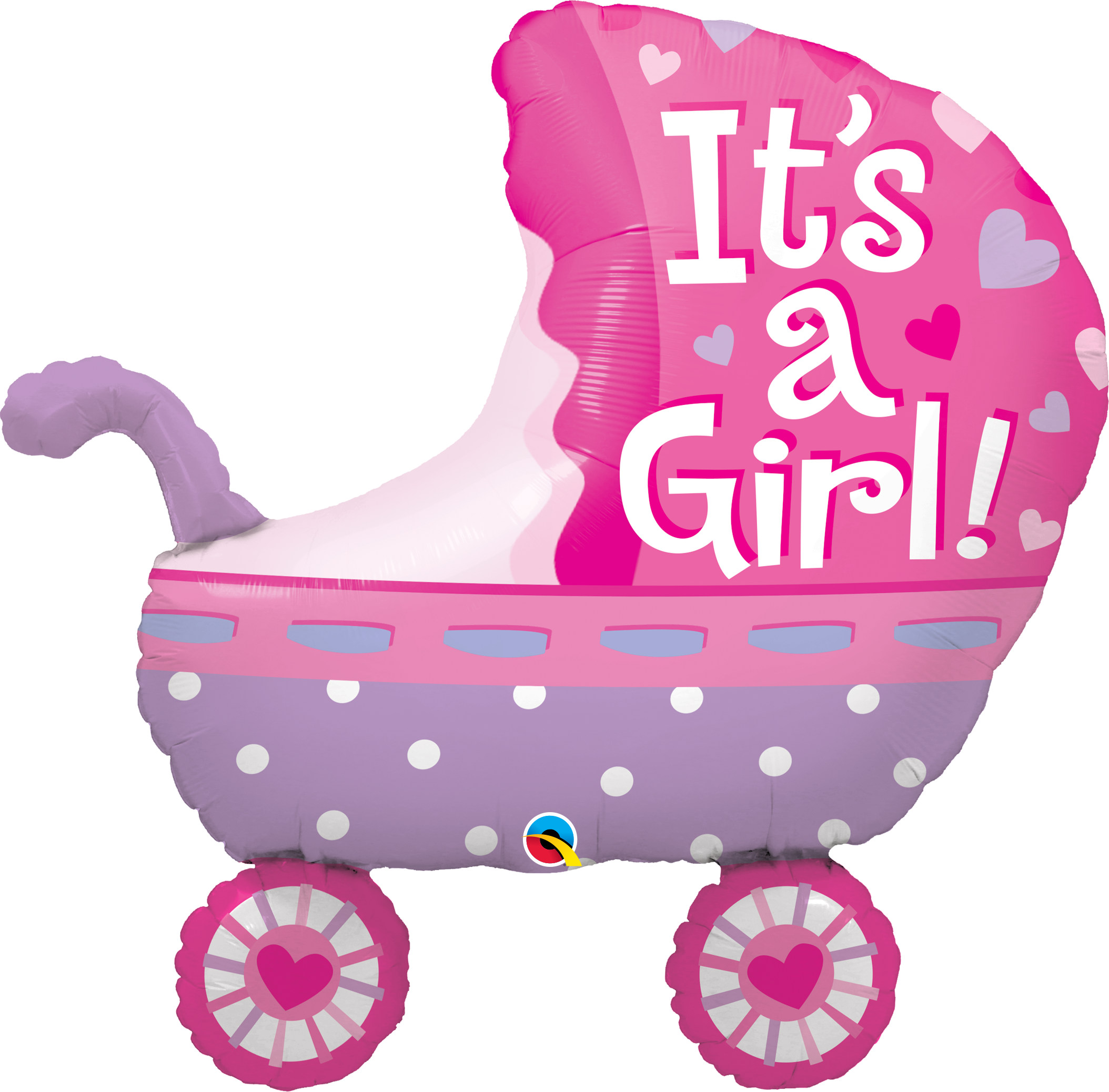 35" Shape Packaged It's A Girl Baby Stroller - It's A Girl Balloon Clipart (2108x2076), Png Download