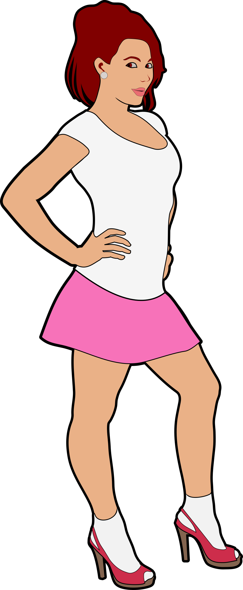 Clipart Cheerful Girl Outline Colored - Pretty Girl Clipart Transparent - Png Download (990x2400), Png Download