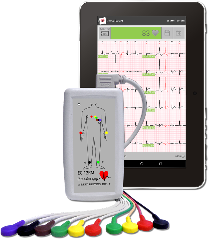 Ec-12rm Cardiospy Mobile For Android 12 Channel Resting - Ecg Mobile Clipart (753x851), Png Download
