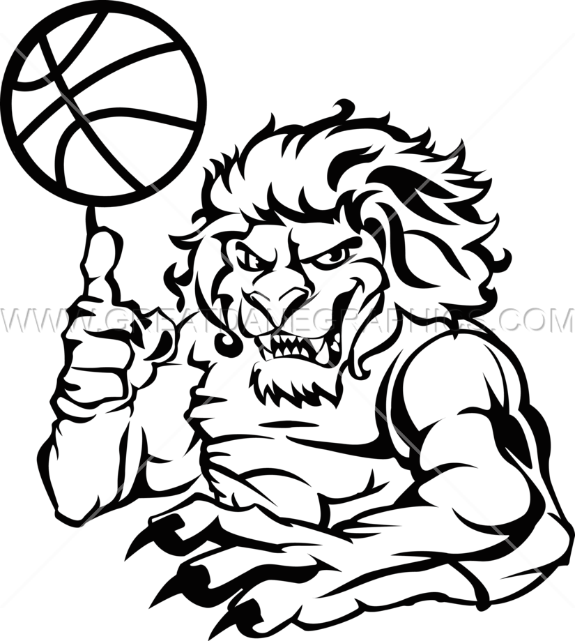 Basketball Lion - Lion Drawing With Basketball Clipart (825x919), Png Download