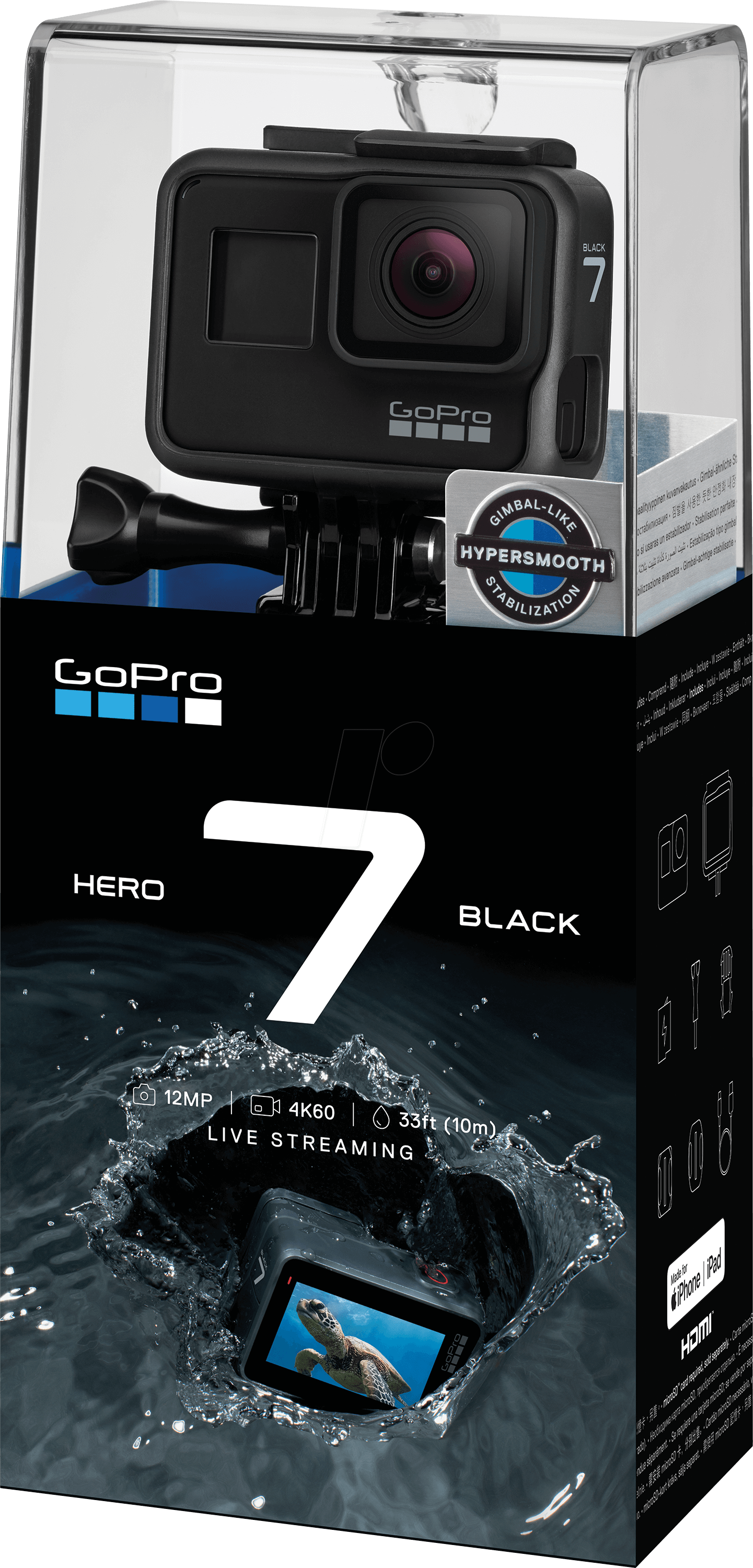 Action Cam, Gopro Hero7 Black Gopro Chdhx 701 Rw Clipart (1441x2999), Png Download
