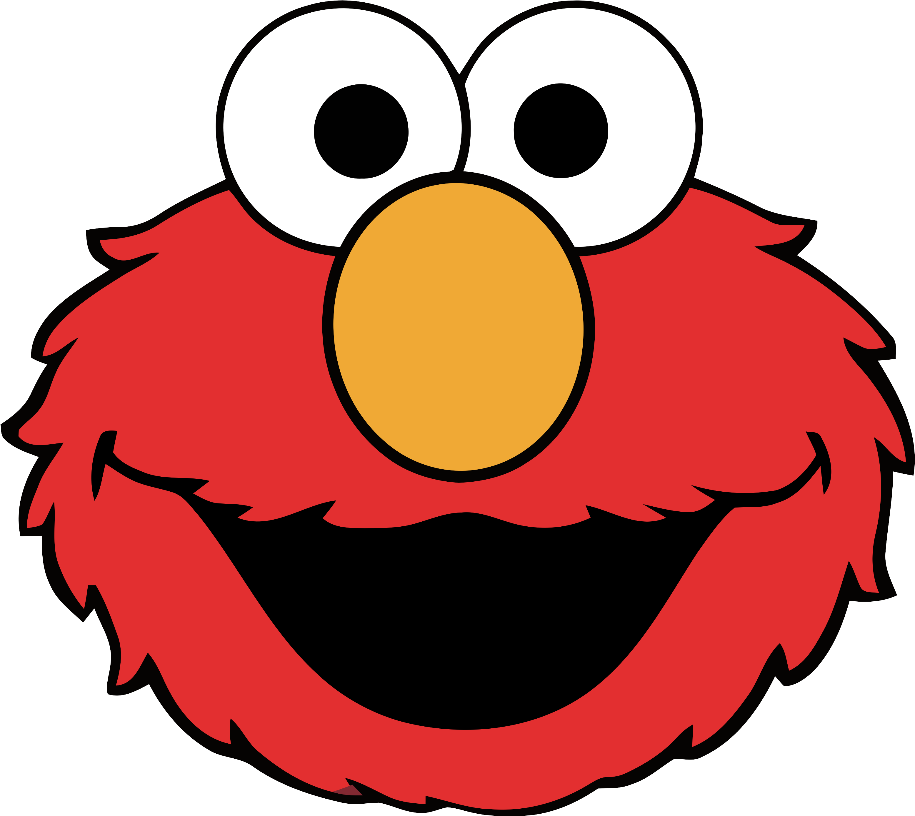 Sesame Street Clipart Monsters - Sesame Street Elmo Head - Png Download (3250x3051), Png Download