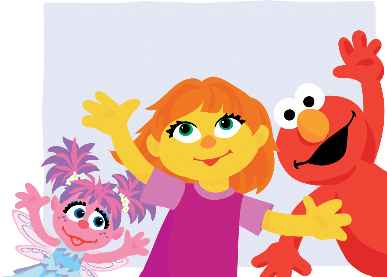 Sesame Street Characters Png - Sesame Street Autism Julia Clipart (854x570), Png Download