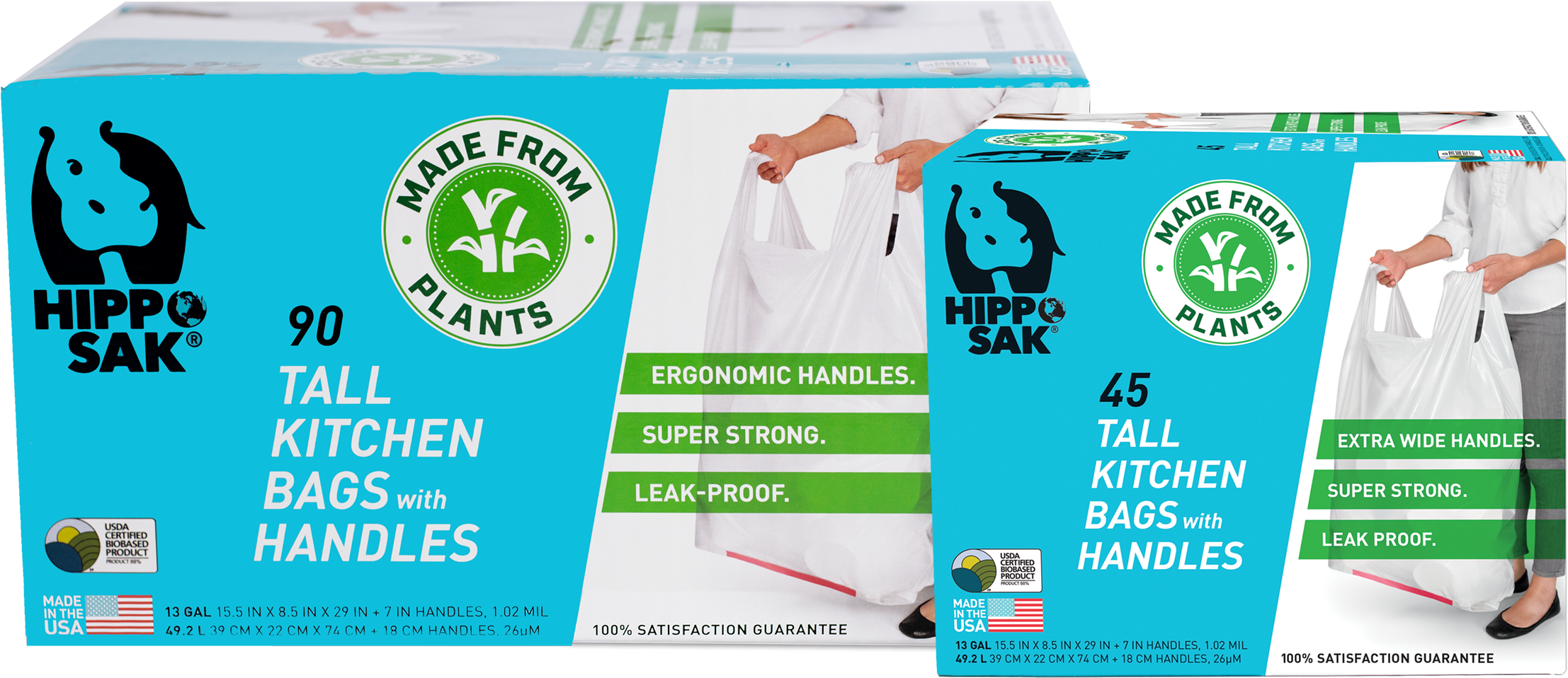 Our Patented Powerstrip® Reinforced Bottom Which Means - Hippo Sak Clipart (2355x1000), Png Download