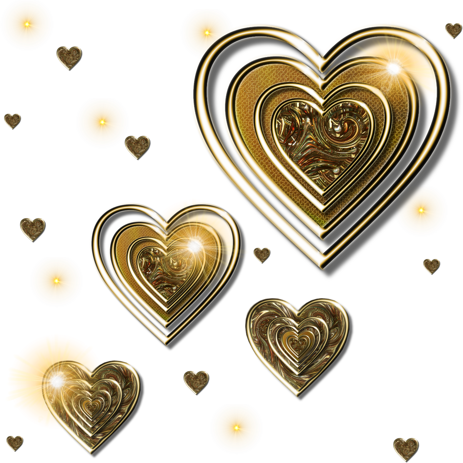 Gold Heart Transparent Clipart (1574x1575), Png Download