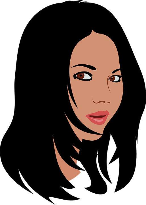 Free Vector Graphic - Cartoon Girl Black Hair Clipart (515x720), Png Download