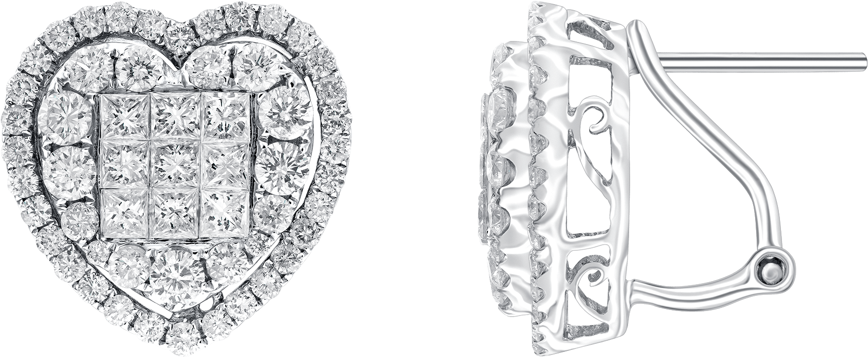 Round, Princess Diamond - Earrings Clipart (2000x2000), Png Download