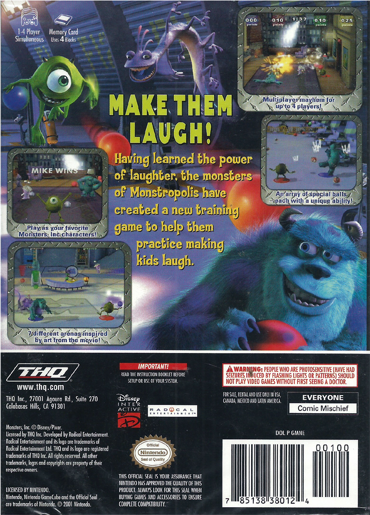 Monsters Inc Back - Monsters Inc The Game Clipart (1000x1000), Png Download