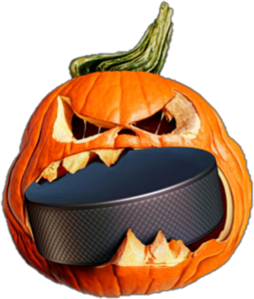 Pumpkin Hockey Puck Jackolantern - Hockey Pumpkin Clipart (1024x1024), Png Download