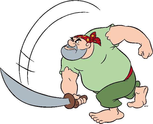 Pirate With Sword - Peter Pan Pirates Disney Clipart (641x521), Png Download