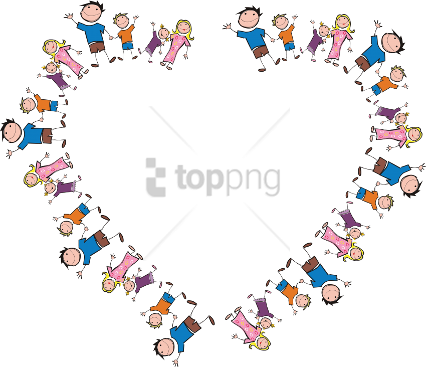 Free Png Freeof A Heart Frame Made Of Stick Family - Stick Figure Family Heart Clipart (850x732), Png Download