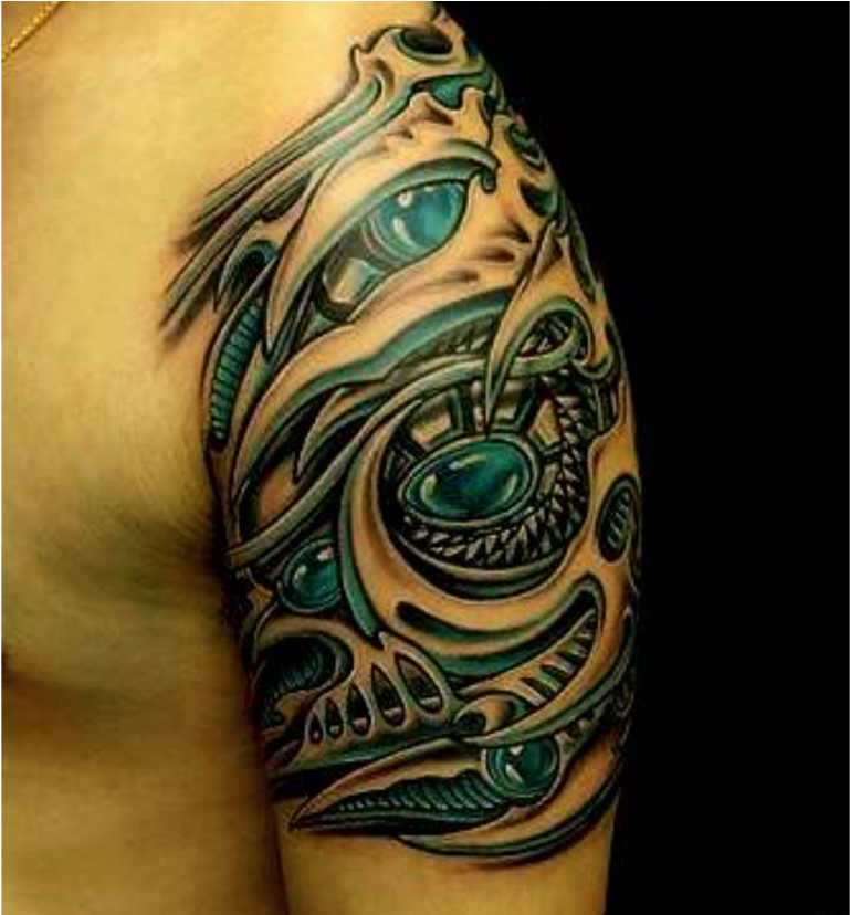 Tattoo Art Sleeve Others Biomechanical Ink Arm Clipart - Tattoo 3d Tribal - Png Download (1600x827), Png Download