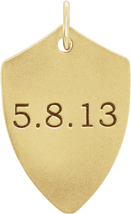 Father's Day Jewelry 14k Yellow Engravable Shield Pendant - Pendant Clipart (758x758), Png Download