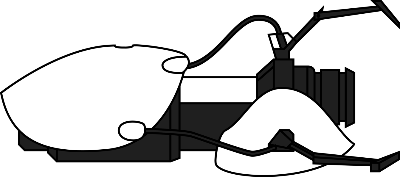 Aperature - Portal Gun Black And White Clipart (1342x595), Png Download