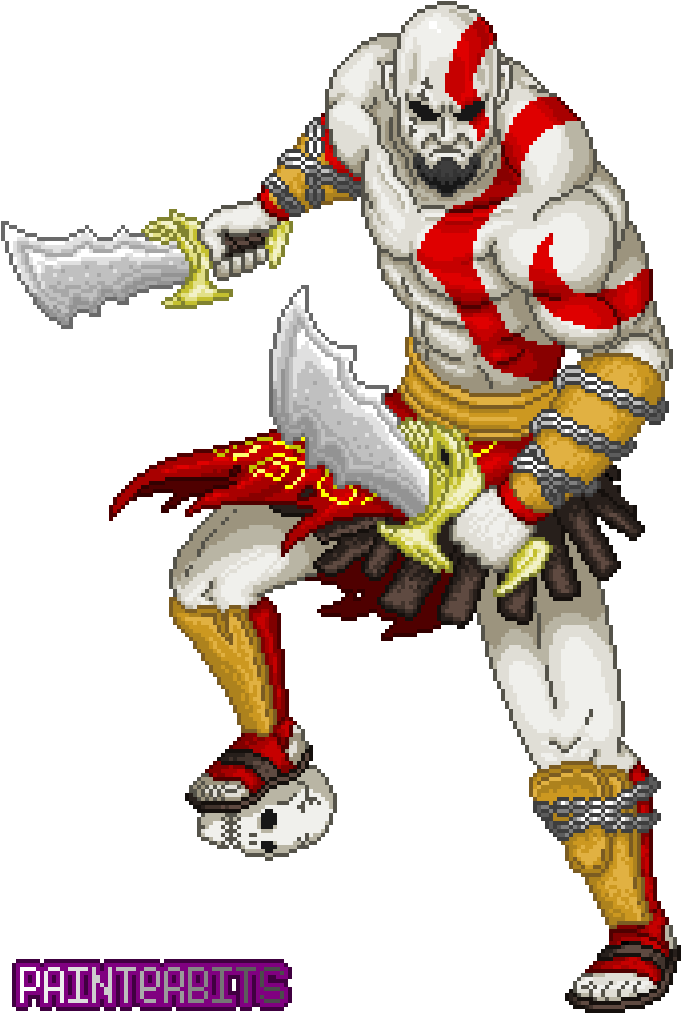 Kratos God Of War Pixelart - God Of War Pixel Art Clipart (681x1013), Png Download