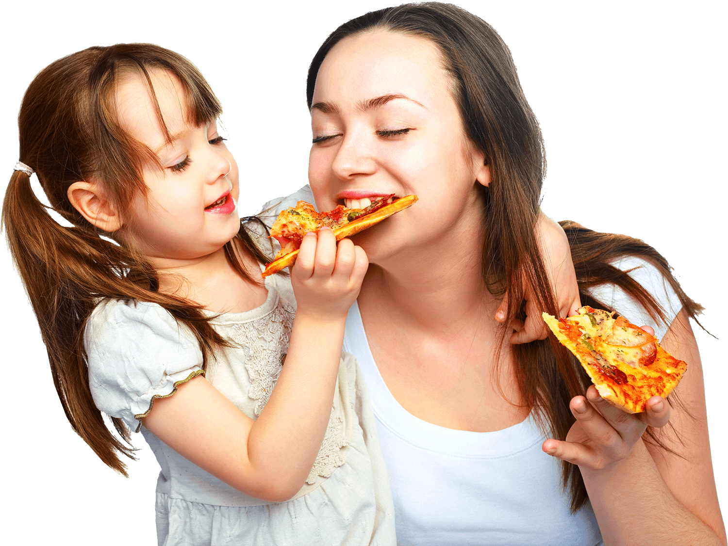 Kids Eating Pizza Png - Mom Eating Clipart (1500x1126), Png Download