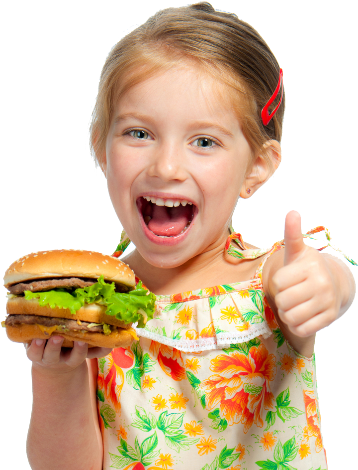 Girl Eating Chicken - Child Eating Burger Clipart (902x1000), Png Download