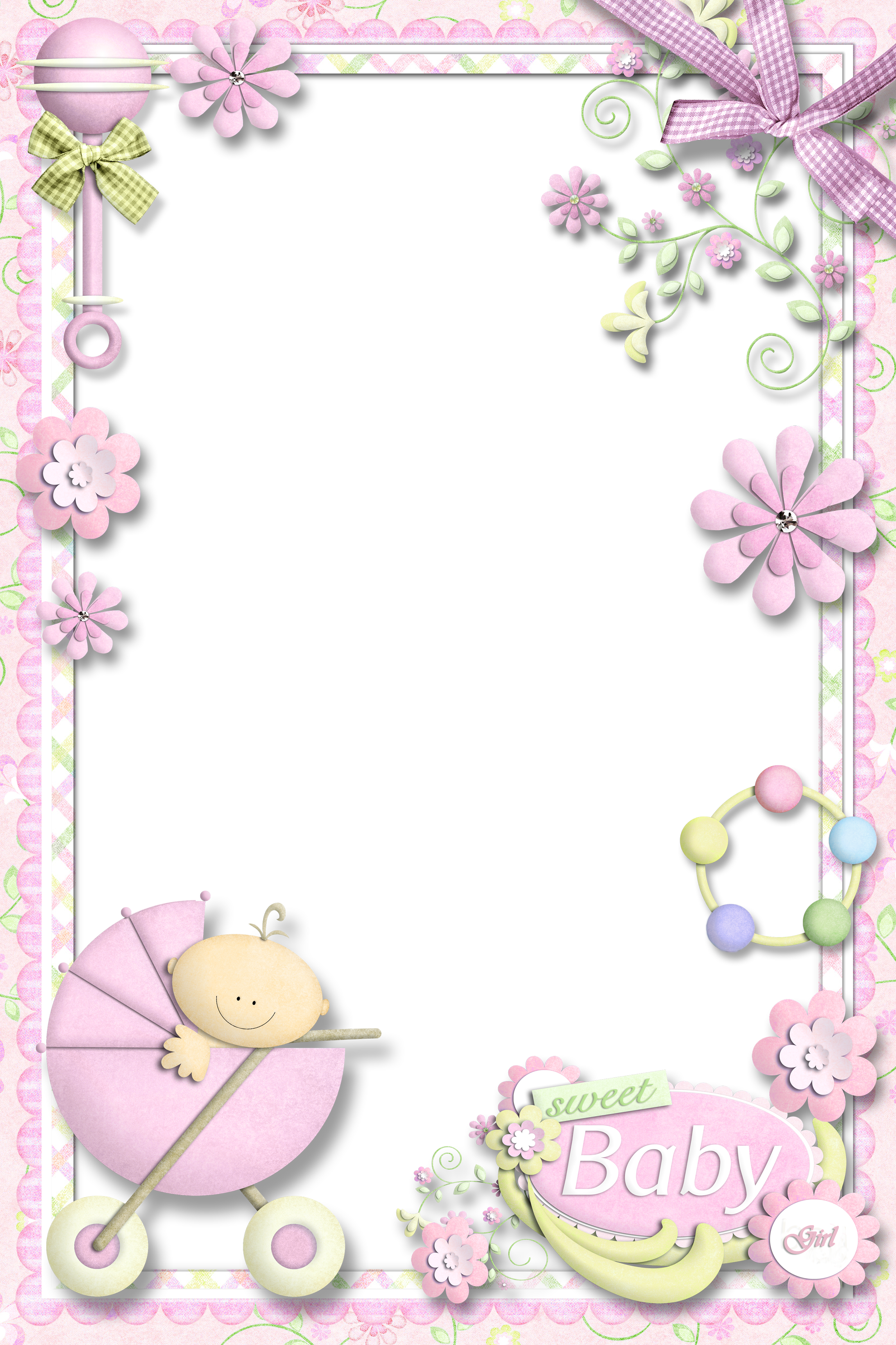 Photo Frame For Baby Girl - Girl Birthday Frame Png Clipart (2500x3750), Png Download