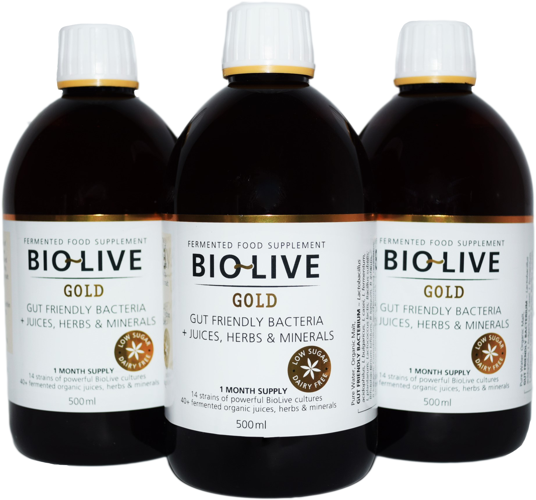 Bio Live Gold 3 Bottles Png - Glass Bottle Clipart (2992x2000), Png Download