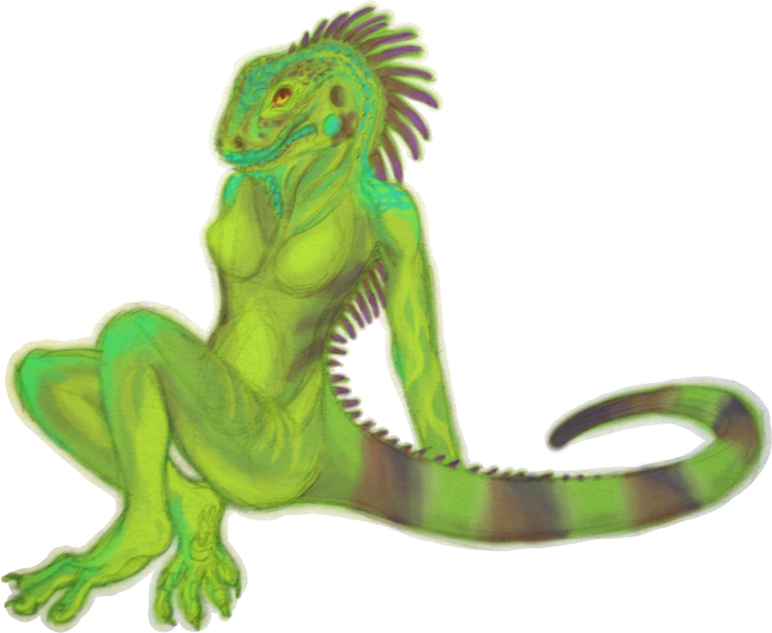 Iguana Girl - Girl Iguana Clipart (3618x2848), Png Download