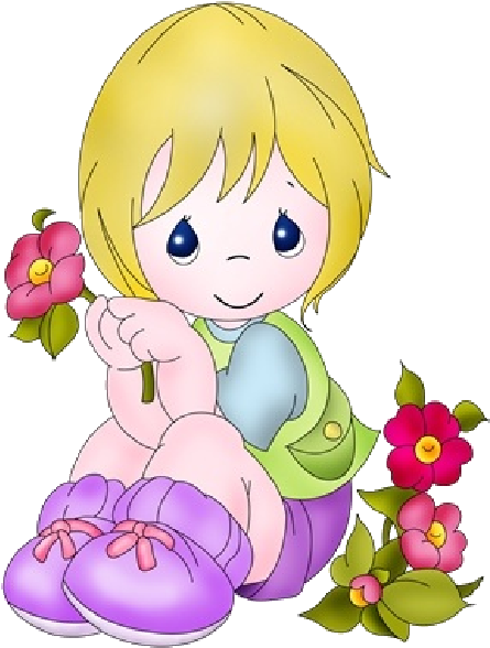 Funny - Cute Cartoon Images Girls With Flowers Clipart (600x600), Png Download