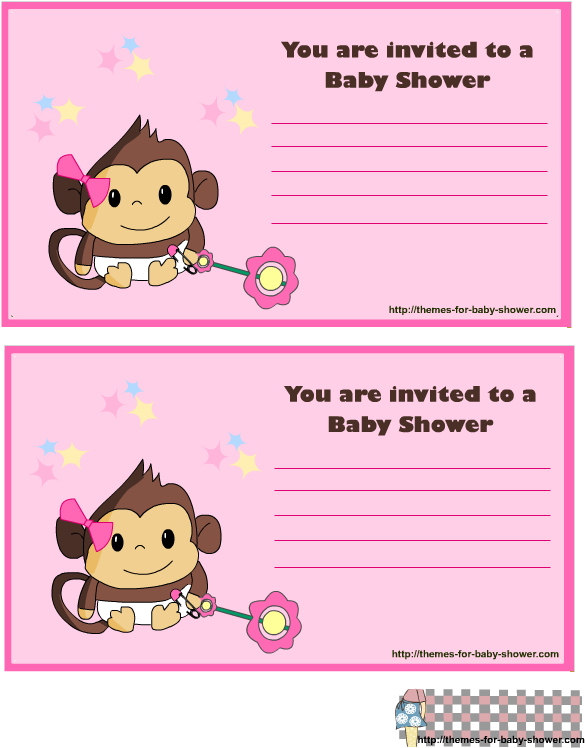 Monkey Baby Shower Invitations 4 - Invitaciones En Blanco De Monkey Clipart (612x792), Png Download