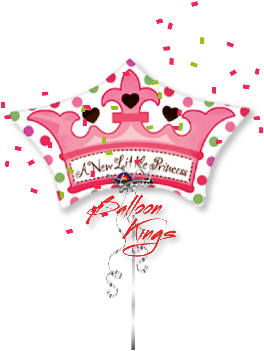 Baby Girl Crown - New Little Princess Balloon Clipart (1068x1280), Png Download