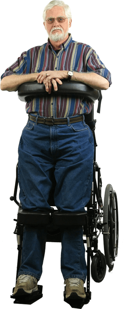 Man Standing In Superstand Wheelchair - Motorized Wheelchair Clipart (408x1015), Png Download