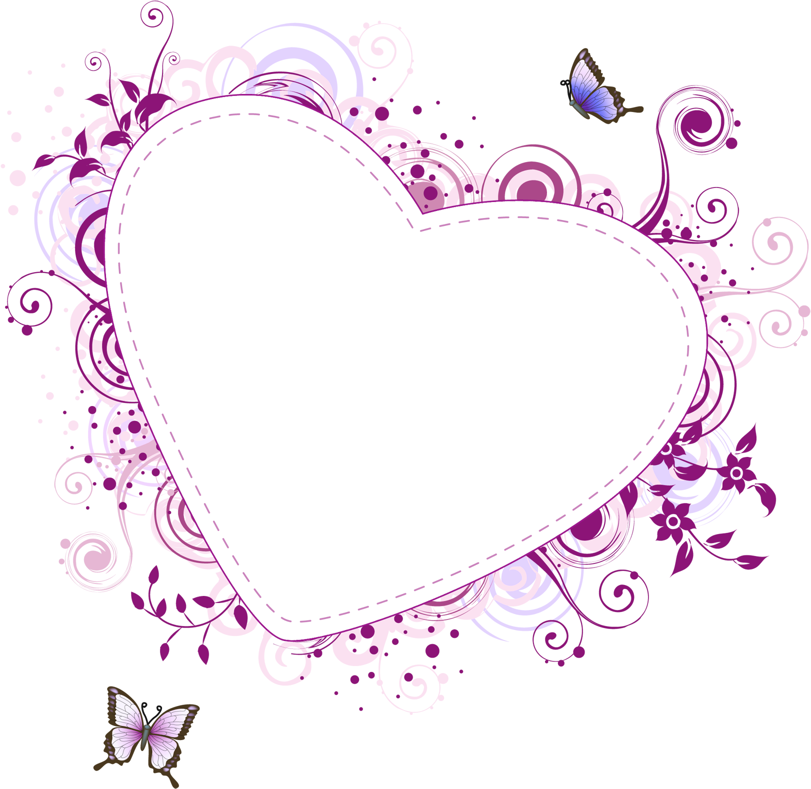 Pink Heart Transparent Frame - Heart Frame Vector Png Clipart (1669x1619), Png Download