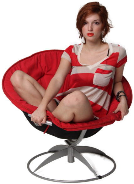Girl Sitting In Red Chair - Girl Sitting On Chair Png Clipart (536x600), Png Download