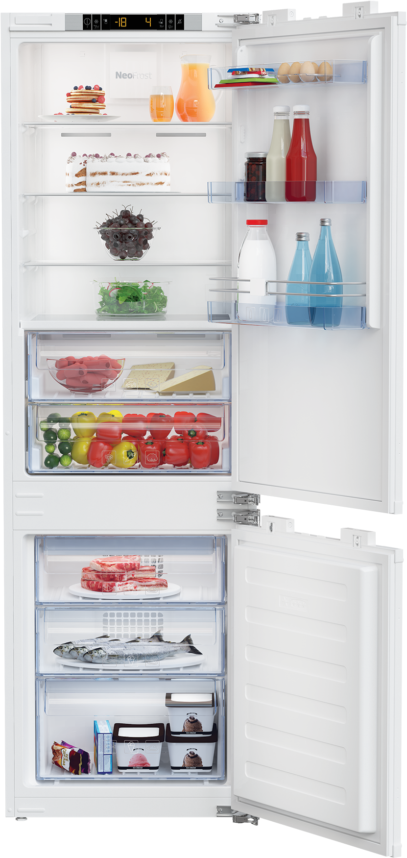 22" Built In Bottom Freezer Refrigerator - Beko Bcn130002 Clipart (831x1751), Png Download