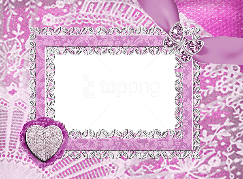 Free Png Heart And Butterfly Jewellery Pink Transparent - Pink Transparent Frames Png Clipart (850x628), Png Download