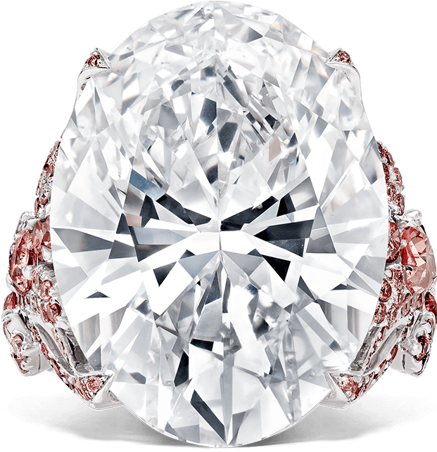 82ct Oval White Diamond Ring With Pink Diamonds - Engagement Ring Clipart (1500x1500), Png Download