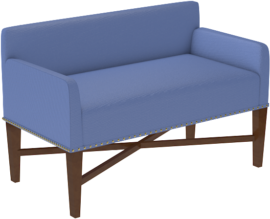 Tini X Bench With Nailhead Trim - Outdoor Sofa Clipart (1000x1000), Png Download