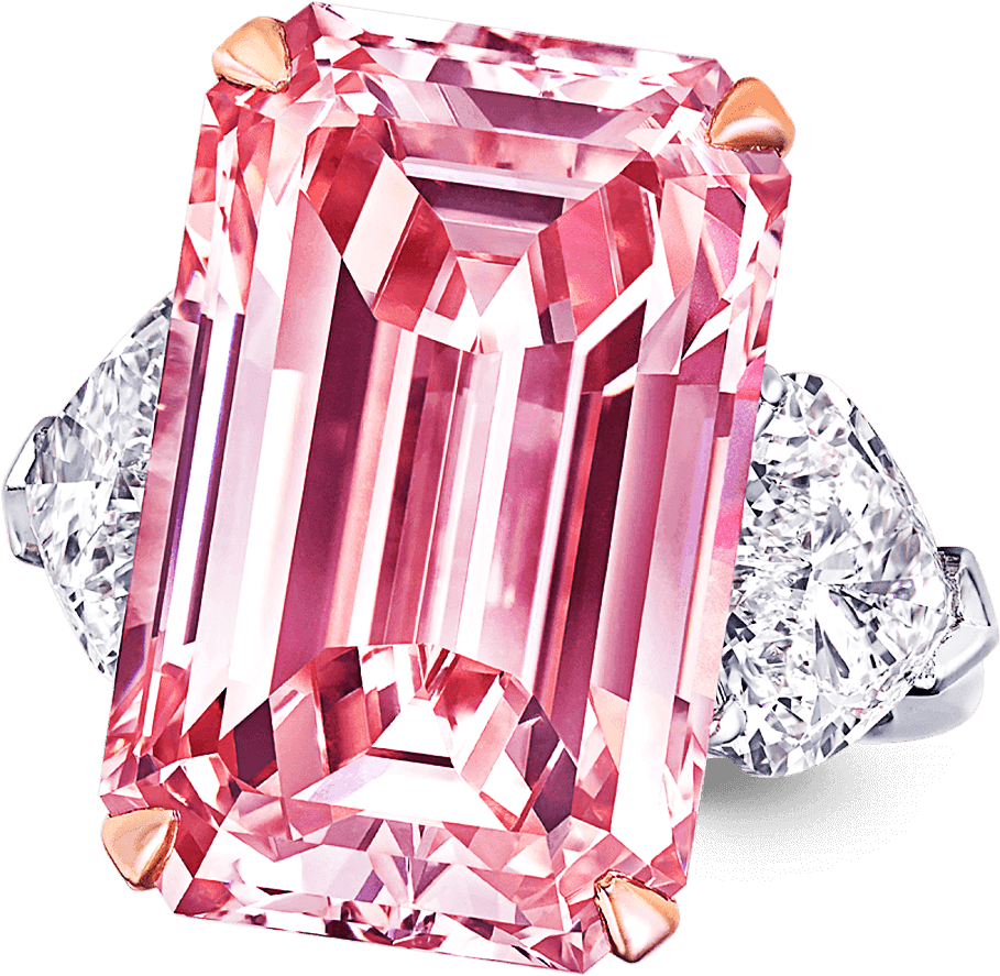 Emerald Cut Pink Diamond Ring - Engagement Ring Clipart (2000x2000), Png Download