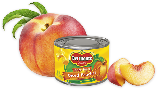 Diced Yellow Cling Peaches In 100% Juice - Monte Clipart (1050x338), Png Download