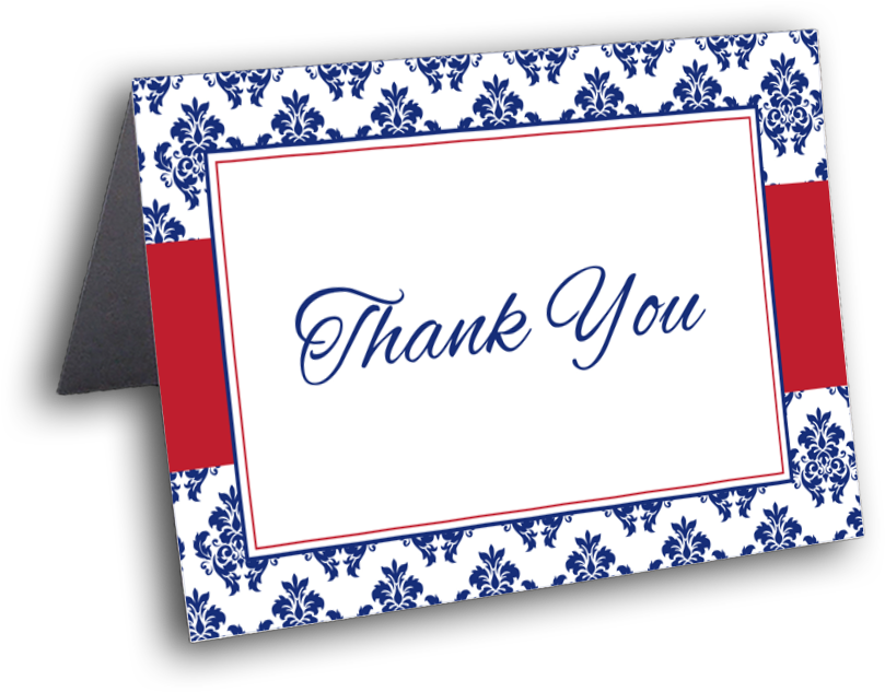 Patriotic Damask Thank You Card - Greeting Card Clipart (1000x1000), Png Download